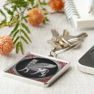 [500] Assyrian Winged Bull - Silver Lamassu Schlüsselanhänger