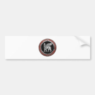 [500] Assyrian Winged Lion - Silver Lamassu Autoaufkleber