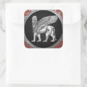 [500] Assyrian Winged Lion - Silver Lamassu Quadratischer Aufkleber (Tasche)