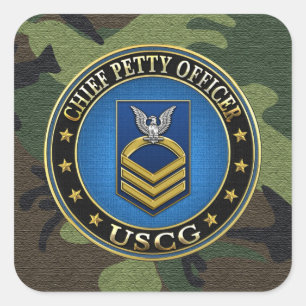 [500] CG: Chief Petty Officer (CPO) Quadratischer Aufkleber