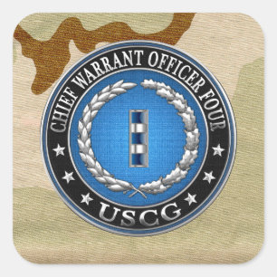 [500] CG: Chief Warrant Officer 4 (CWO4) Quadratischer Aufkleber