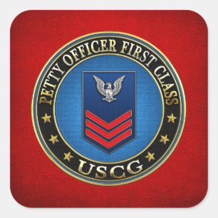 [500] CG: Petty Officer First Class (PO1) Quadratischer Aufkleber