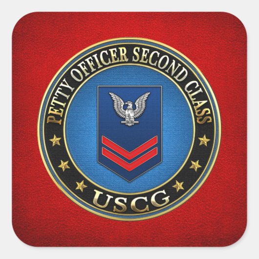 [500] CG: Petty Officer Second Class (PO2) Quadratischer Aufkleber (Vorderseite)
