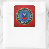 [500] CG: Petty Officer Second Class (PO2) Quadratischer Aufkleber (Tasche)