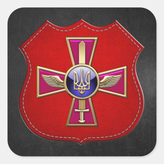 [500] Emblem der ukrainischen Luftwaffe Quadratischer Aufkleber (Vorderseite)