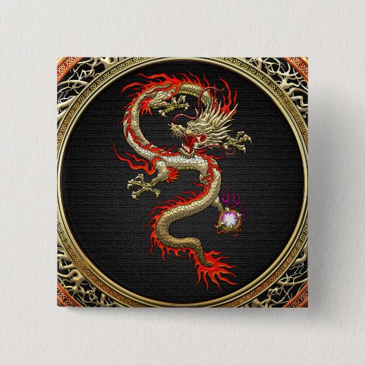 [500] Goldener chinesischer Drache Fucanglong Button (Vorderseite)