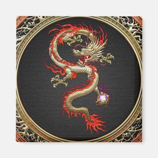 [500] Goldener chinesischer Drache Fucanglong Magnet (Vorne)