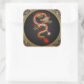 [500] Goldener chinesischer Drache Fucanglong Quadratischer Aufkleber (Tasche)