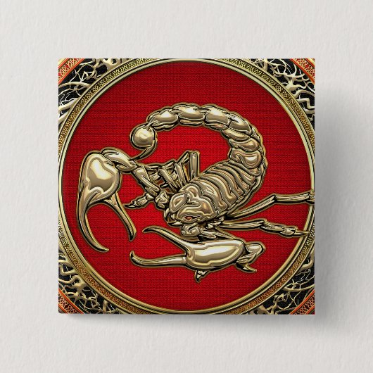 [500] Heiliger Goldener Skorpion auf Rot Button (Vorderseite)