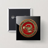 [500] Heiliger Goldener Skorpion auf Rot Button (Vorne & Hinten)