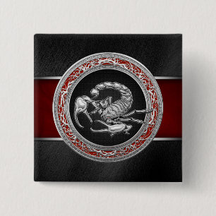[500] Heiliger Silberskorpion auf Schwarz Button