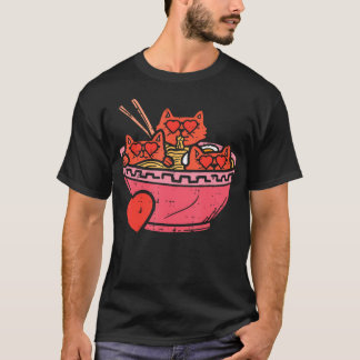 500 Herzkatzen Ramen Noodles Anime Niedlich Valent T-Shirt