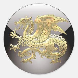 [500] Isländischer Drache, Landvættir [Gold] Runder Aufkleber