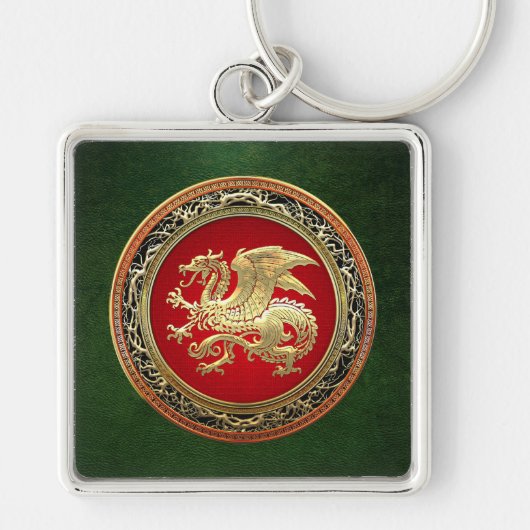 [500] Isländischer Drache, Landvættir [Gold] Schlüsselanhänger (Vorne)