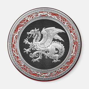 [500] Isländischer Drache, Landvættir [Silber] Magnet