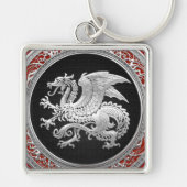 [500] Isländischer Drache, Landvættir [Silber] Schlüsselanhänger (Vorne)