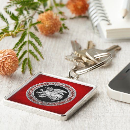 [500] Isländischer Drache, Landvættir [Silber] Schlüsselanhänger (Seite)