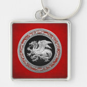 [500] Isländischer Drache, Landvættir [Silber] Schlüsselanhänger (Vorne)