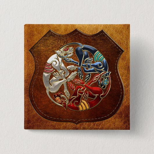 [500] keltische Heilige Kunst - Drei Hunde Button (Vorderseite)