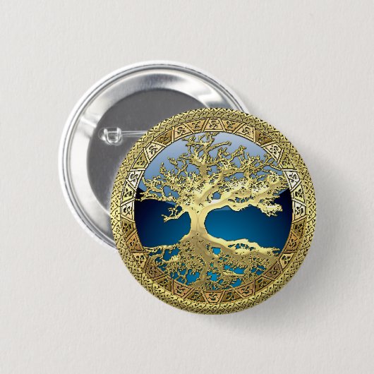 [500] Keltischer Baum des Lebens [Gold] Button (Vorne & Hinten)