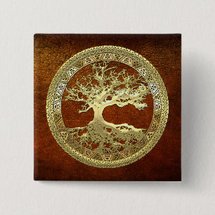 [500] Keltischer Baum des Lebens [Gold] Button