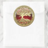 [500] Keltischer Baum des Lebens [Gold] Runder Aufkleber (Tasche)