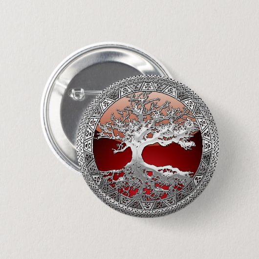 [500] Keltischer Baum des Lebens [Silber] Button (Vorne & Hinten)