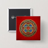 [500] Keltisches Kreuz [Gold+Email] Button (Vorne & Hinten)