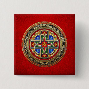 [500] Keltisches Kreuz [Gold+Email] Button