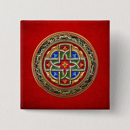 [500] Keltisches Kreuz [Gold+Email] Button (Vorderseite)