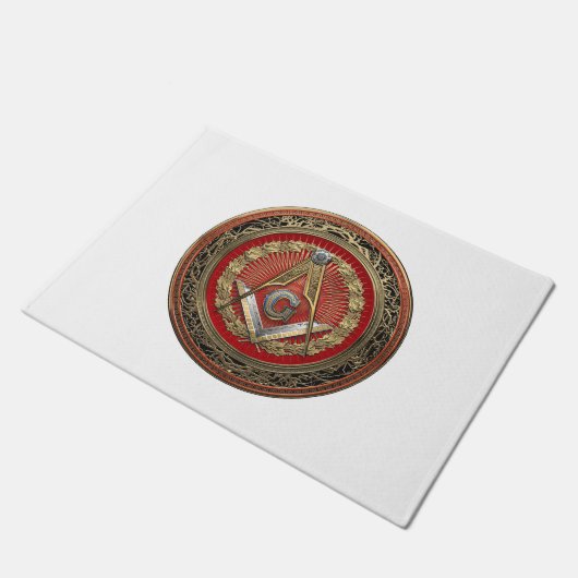 [500] Master Mason - Gold Square & Compasses Fußmatte (Schrägansicht)