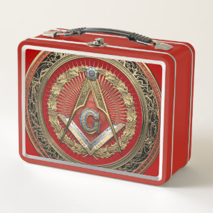 [500] Master Mason - Gold Square & Compasses Metall Brotdose