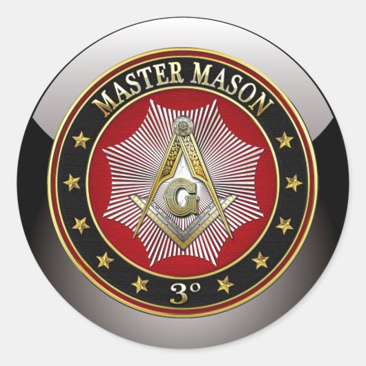 [500] Master Mason - Platz und Kompasse 3. Stufe Runder Aufkleber (Vorderseite)