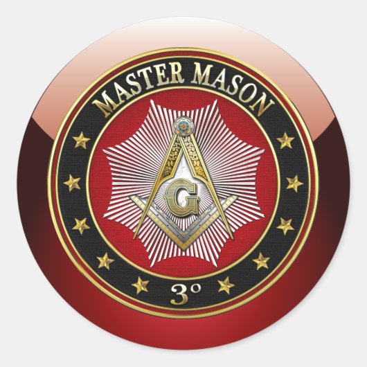 [500] Master Mason - Platz und Kompasse 3. Stufe Runder Aufkleber (Vorderseite)