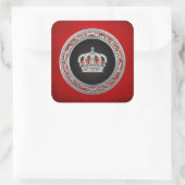 [500] Prince-Princess King-Queen Crown [Silver] Quadratischer Aufkleber (Tasche)