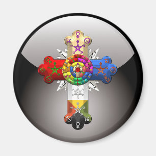 [500] Rosiges Kreuz (Rose Croix) Magnet