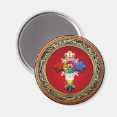 [500] Rosy Cross (Rose Croix) auf Red & Gold Magnet (Vorderseite/Rückseite)