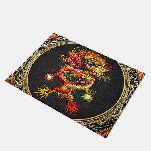 [500] Rote und gelbe Drachen Fußmatte (Schrägansicht)
