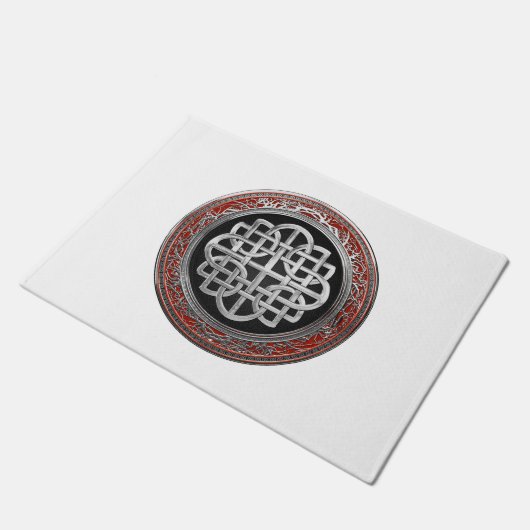 [500] Sacred Celtic Silver Knot Cross Fußmatte (Schrägansicht)