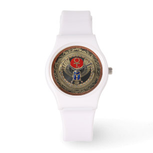 [500] Sacred Gold Egyptian Winged Scarab mit Ankh Armbanduhr