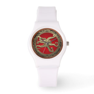 [500] Sacred Gold Octopus in Defensive Posture Armbanduhr