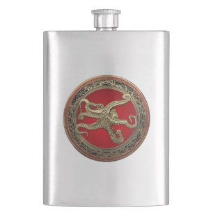[500] Sacred Gold Octopus in Defensive Posture Flachmann