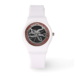 [500] Sacred Silver Octopus in Defensive Posture Armbanduhr