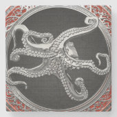 [500] Sacred Silver Octopus in Defensive Posture Steinuntersetzer (Vorderseite)