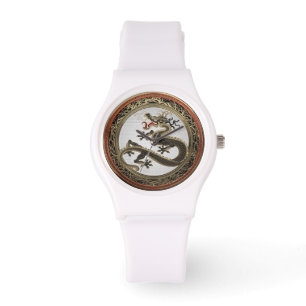 [500] Schwarzer und Gold Heiliger Ostdrache Armbanduhr