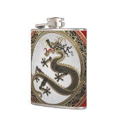 [500] Schwarzer und Gold Heiliger Ostdrache Flachmann (Links)