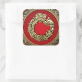 [500] Serpent God Quetzalcoatl [Gold] Quadratischer Aufkleber (Tasche)