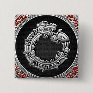 [500] Serpent God Quetzalcoatl [Silver] Button