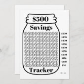 500 $ Sparquote Tracker Mason Jar Haushaltsziffer Einladung (Vorne/Hinten)