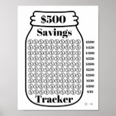 500 $ Sparquote Tracker Mason Jar Haushaltsziffer Poster (Vorne)